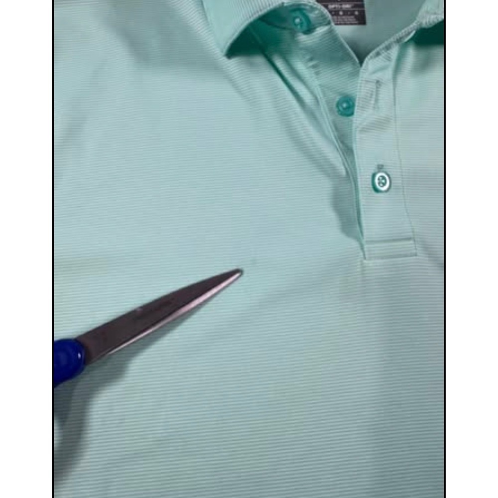 Callaway Opti-Dri Mens Large Mint Green Striped Short Sleeve Golf Polo Shirt - Picture 6 of 6